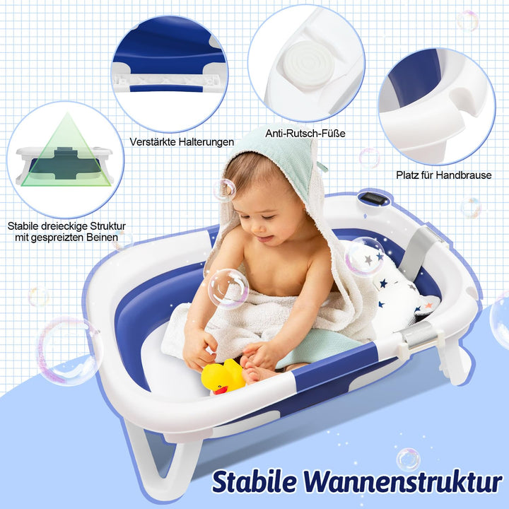 Hebitod Babywanne faltbar Babybadewanne Baby Wanne platzsparend, doppelt faltbare Badewanne mit Bade