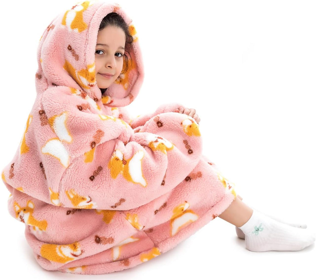Ruiuzioong Kinder Übergrosse Kapuzenpullover,Super Weich Warmes Bequeme Tragbare Decken Sweatshirt f
