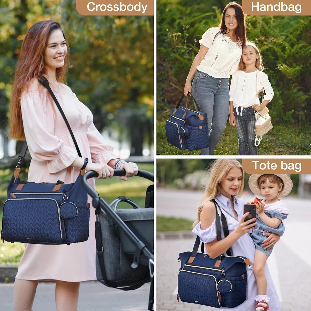 Wickeltasche mit Schnullertasche und Wickelunterlage, Wickelrucksack Multifunktions-Babytasche für G