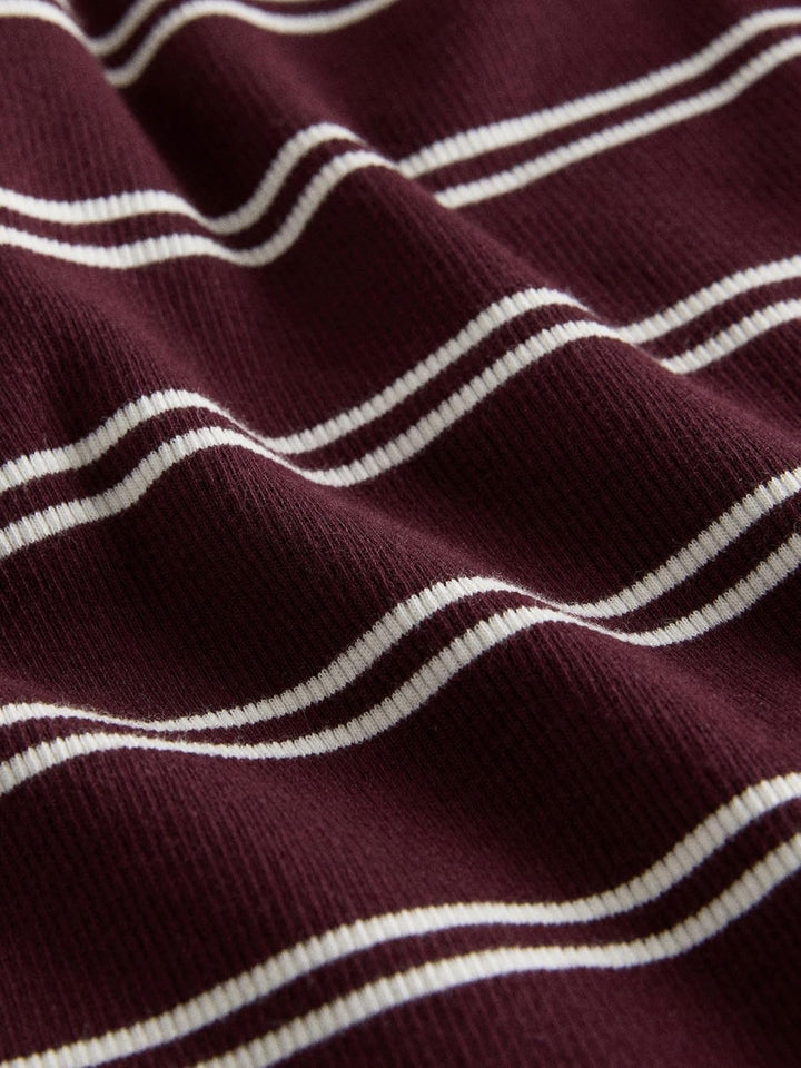 THE SET Damen t gerippte Henley-Langarmshirts, 4er-Pack XS Burgundy Red Stripe/Navy Blue/Brown/White