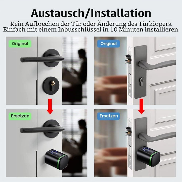 AVATTO Smart Türschloss mit Fingerabdruck, Elektronisches SchliessZylinder 60mm (30/30) mit 2 Schlüs