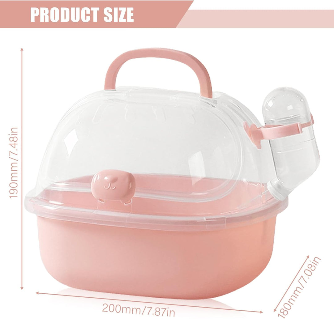Hamster Transportbox mit Wasserflasche, Tragbarer Hamster mit bequemer Griff, 20 L x 18 B x 19 H cm,