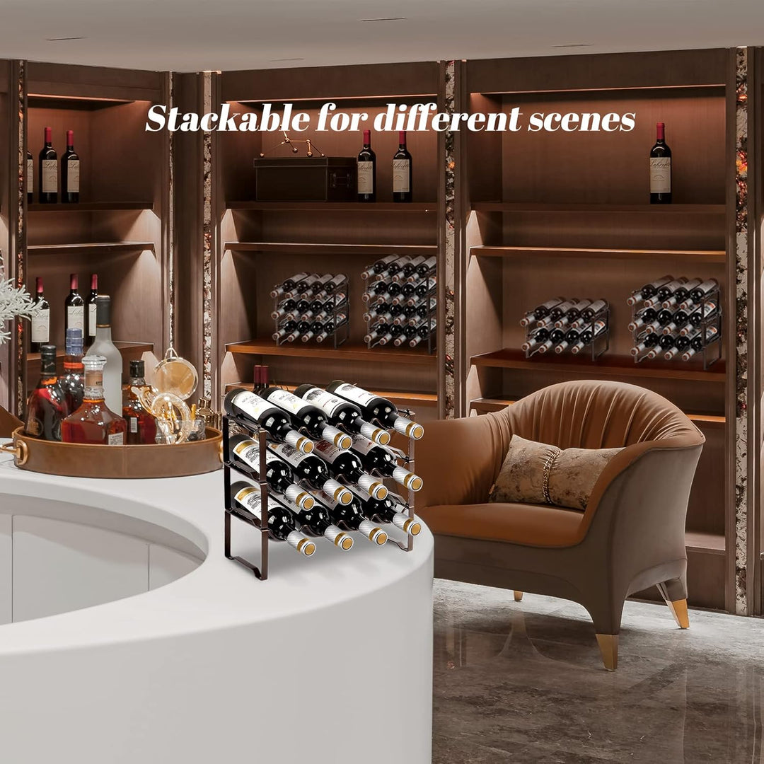 Weinregal Metall stapelbar flaschenregal für 12 Flaschen für Keller, bar und lagerraum, stabiles mod