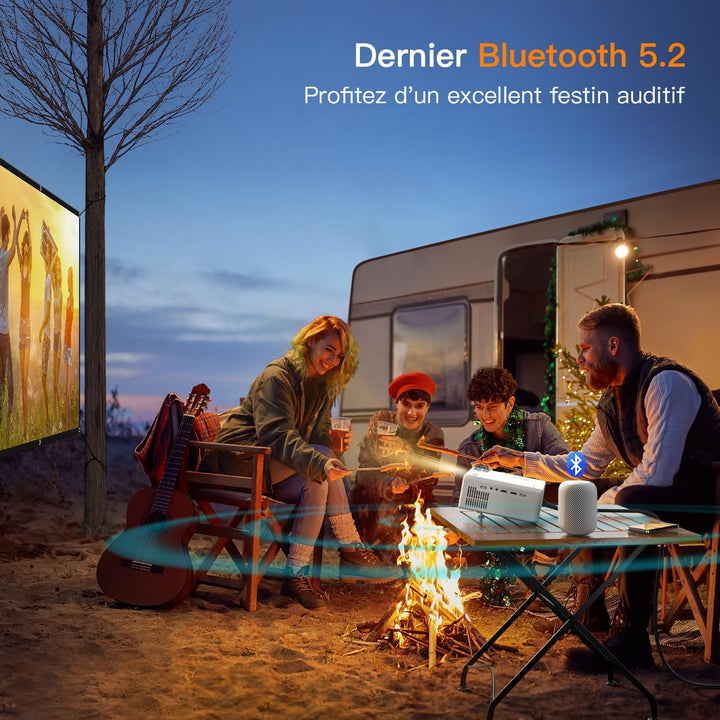 Beamer [Elektrische Keystone 6D/4P] Beamer 4K Heimkino 26000 Lumen, VISSPL Full HD 1080P WiFi Blueto