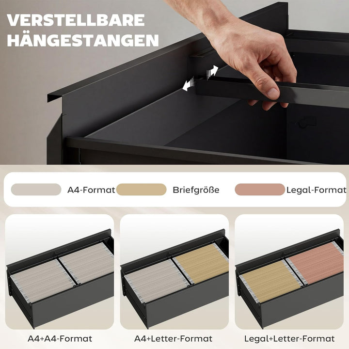 HOMCOM Rollcontainer mit 2 Schubladen mobiler Aktenschrank mit Rollen abschliessbar Büroschrank mit