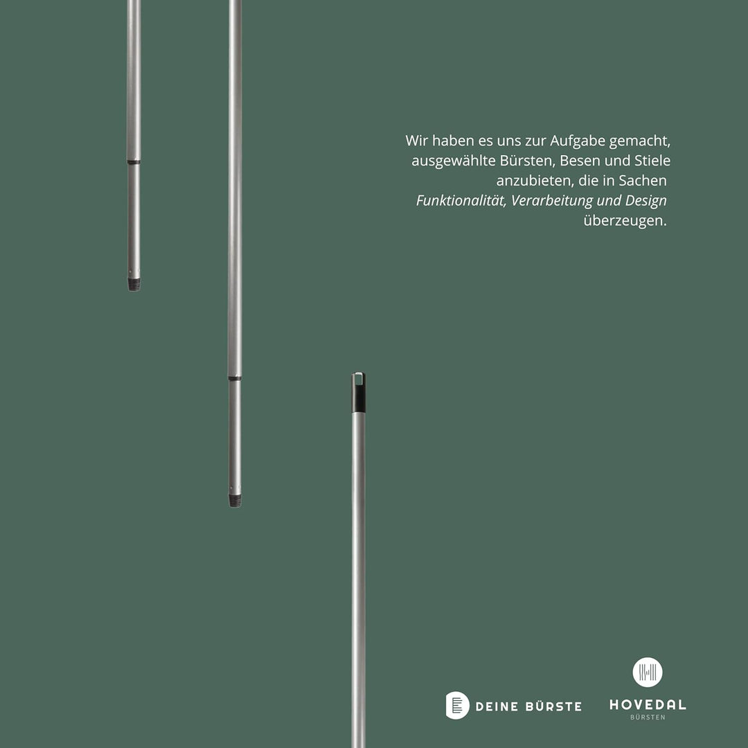 2x Besenstiel Teleskopstiel, 80 cm - 140 cm, Lange, stabile Teleskop Besenstiele mit Gewinde, Stiel