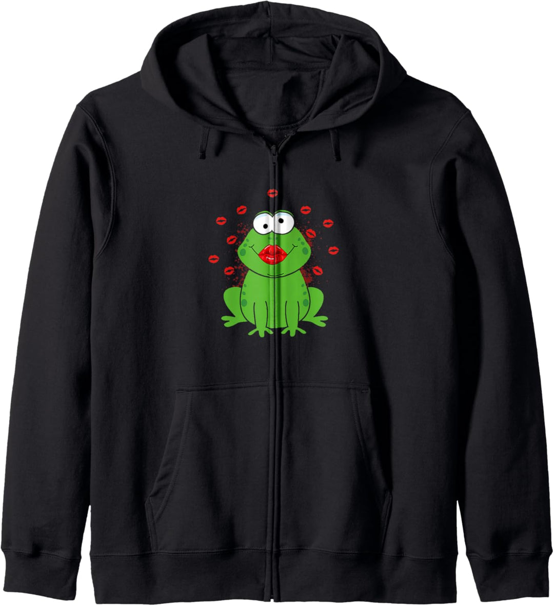 Süsser Froschkönig zum Küssen Roter Lippenstift Küsse Frosch Kapuzenjacke