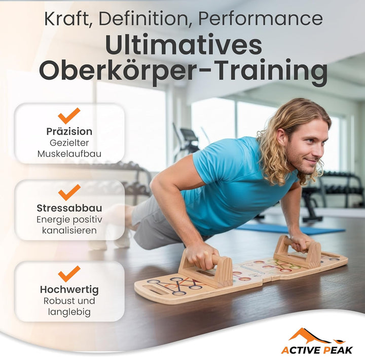 Push Up Board Holz 24-in-1 faltbares Liegestützbrett mit Griffen, Liegestützgriffe für Brust, Trizep