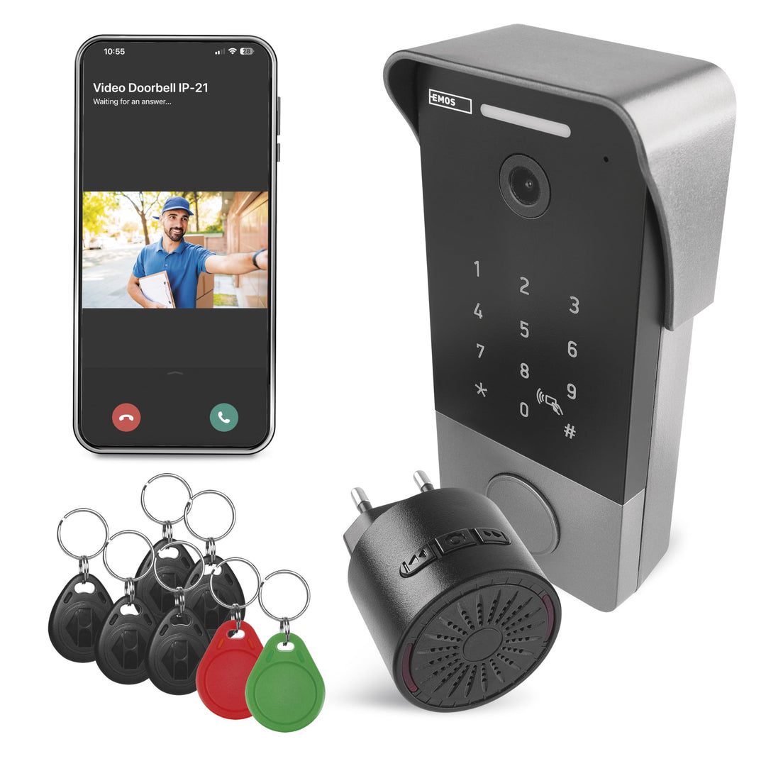 EMOS GoSmart Video-Türklingel mit App - 1-Draht Ethernet Verbindung - wasserfeste Smart Home Videokl