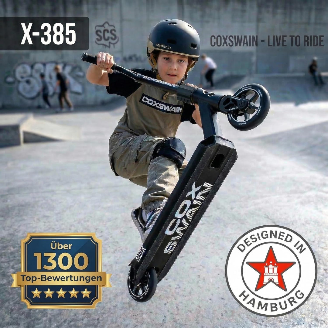 Cox Swain Stunt Scooter X-385, SCS-Kompression, CNC Fork, 100mm PU/Alu Rollen, ABEC 9, Kinder + Erwa