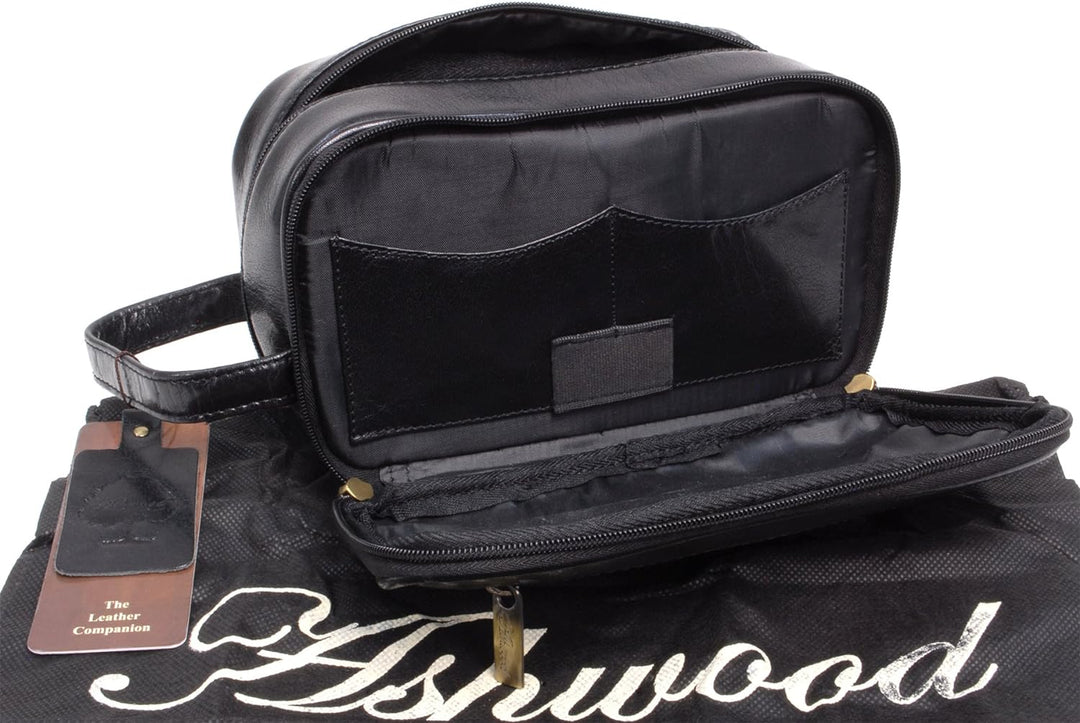 ASHWOOD - Leder - Wäschetasche/Rasierentasche Chelsea - Schwarz, Schwarz
