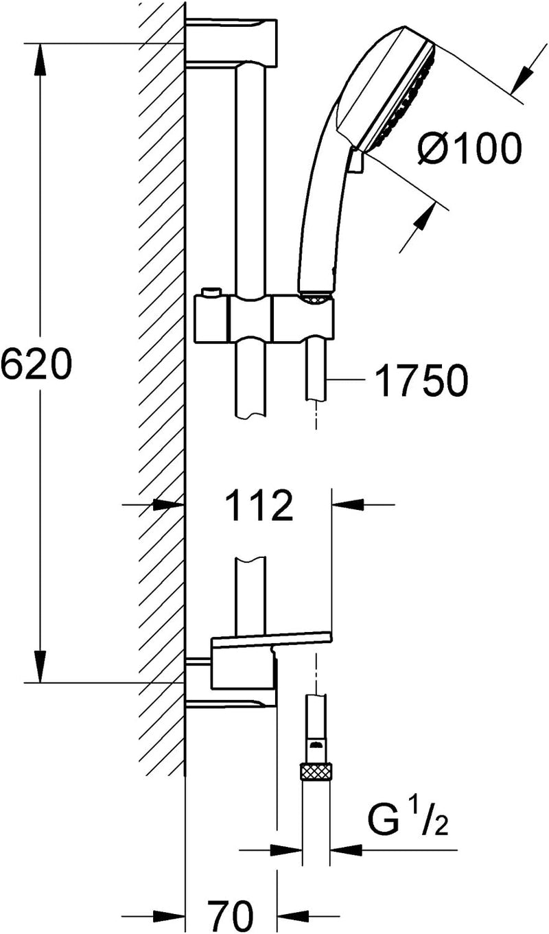 GROHE Tempesta Cosmopolitan 100 - Brausegarnitur (wassersparend, 3 Strahlarten, perfektes Strahlbild