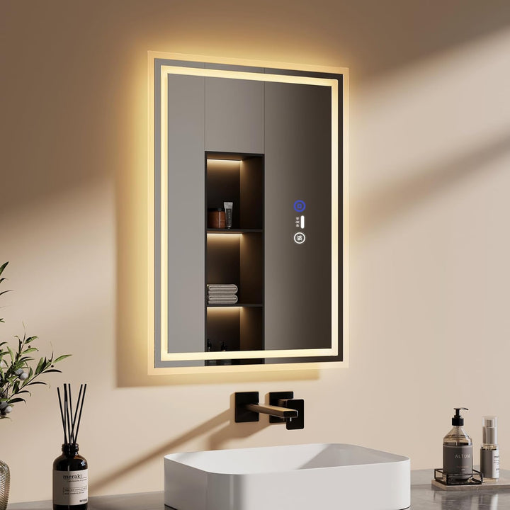 EMKE LED Badspiegel mit Bewegungssensor 70x50cm Sensor Spiegel mit Beleuchtung mit Beschlagfrei, 3 L