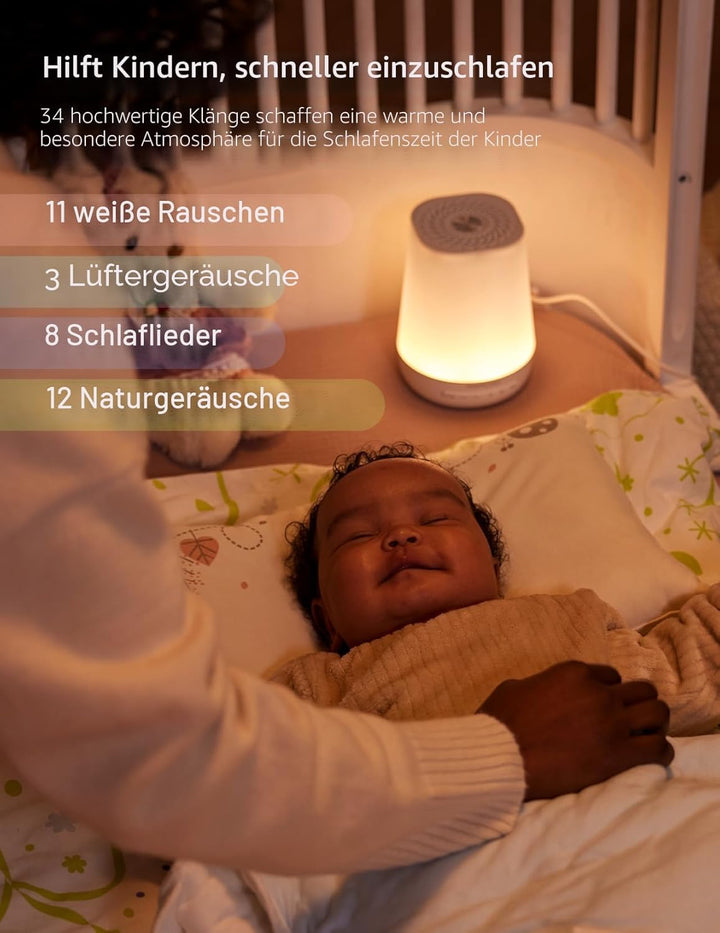 Momcozy DB03 White Noise Machine Baby, Mit 34 Geräuschen Therapy, Nachtlicht, 7 Farben APP-Steuerung