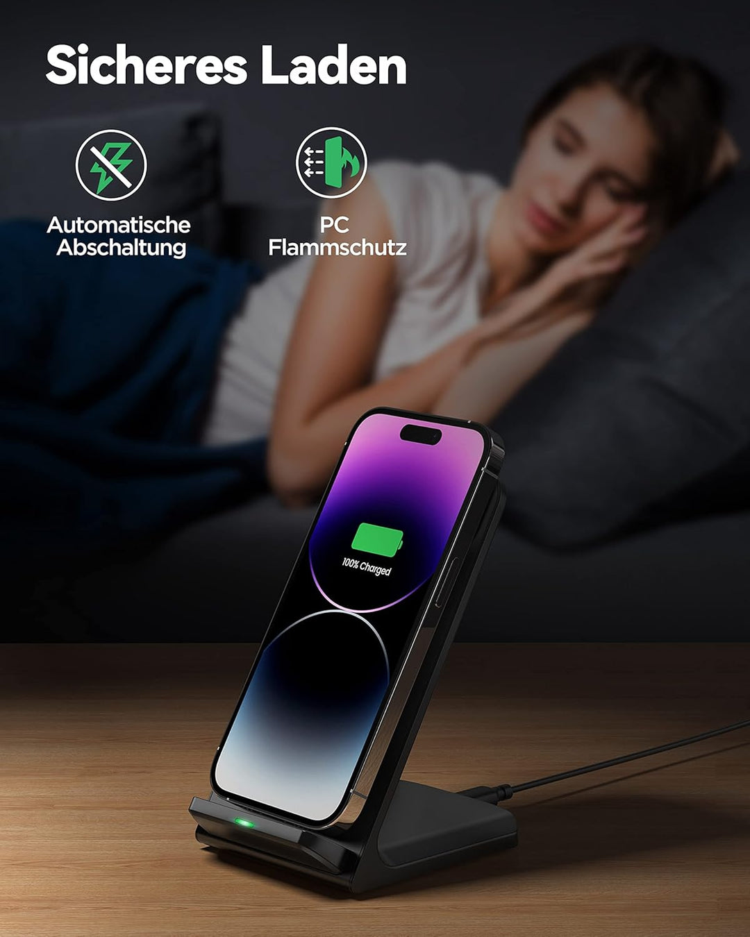 TECKNET Wireless Charger Stand [2 Pack], 15W Induktive Ladestation induktionsladegerät Qi-Zertifizie