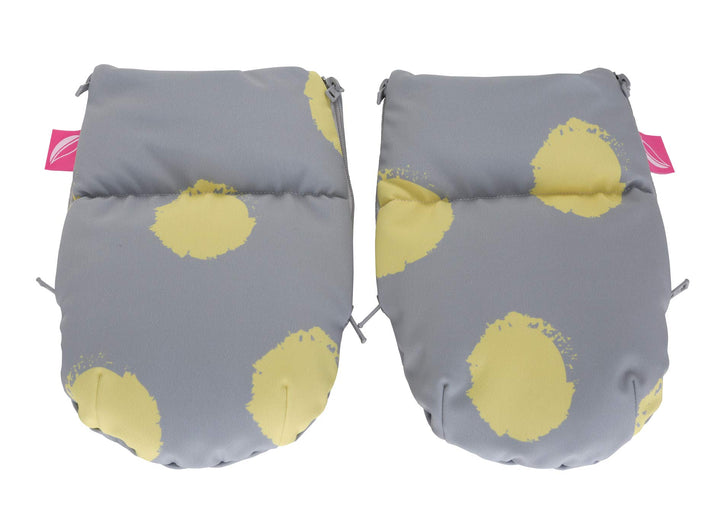 1 Paar Handwärmer Muffs für Kinderwagen - aus Softshell (Kleckse gelb), Kleckse gelb