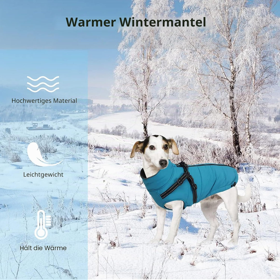 Pethiy -Super Warm Hunde wintermäntel mit Geschirr, Hundejacke mit Innenfleece, Wasserdichte Kleine