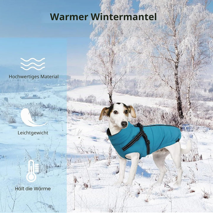 Pethiy -Super Warm Hunde wintermäntel mit Geschirr, Hundejacke mit Innenfleece, Wasserdichte Kleine