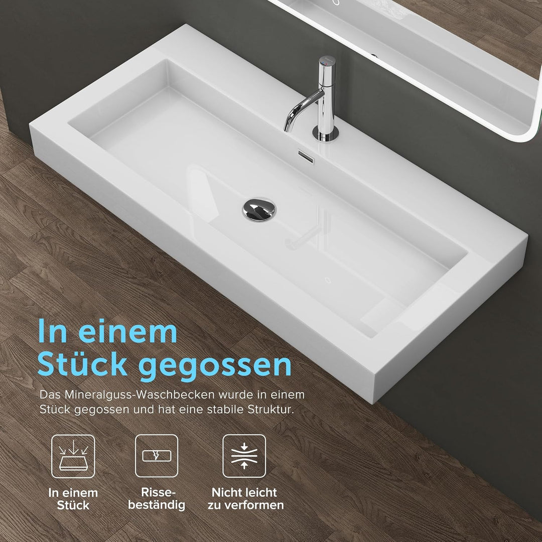 doporro 60x48x10cm Aufsatzwaschbecken Weiss Colossum18 mineralguss Gussmarmor Waschbecken Waschtisch