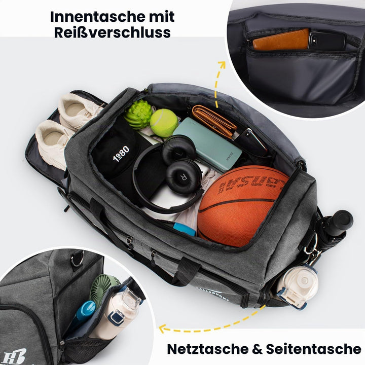 Sporttasche Reisetasche für Damen und Herren Trainingstasche Gym Bag mit Schuhfach und Nassfach Duff