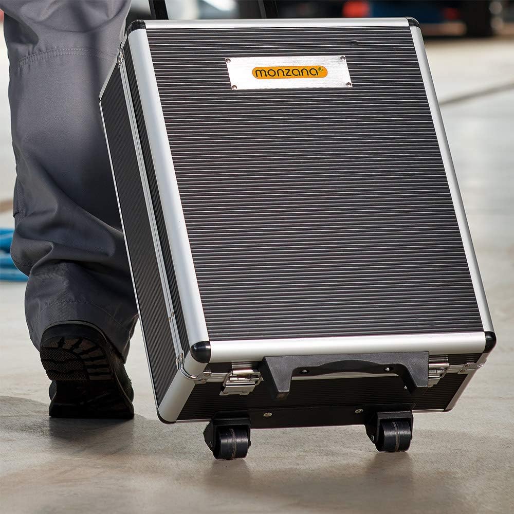 MONZANA® 899tlg Werkzeugtrolley CrV-Stahl Werkzeugkoffer Aluminiumkoffer mit Rollen Teleskopgriff Ab