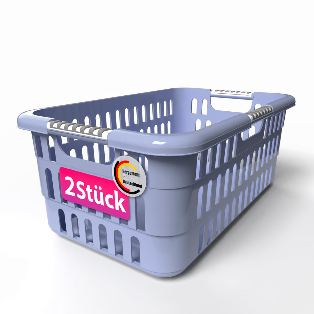BigDean 2x Wäschekorb 40L mit Softgriffen – Wäschewanne | Made in Germany 2 Stück, 2 Stück