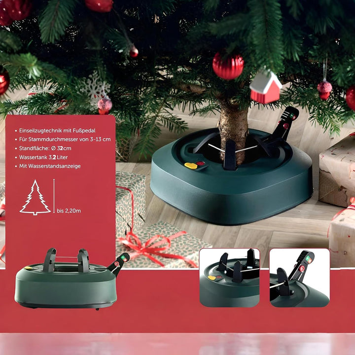 BURI Weihnachtsbaumständer Christbaumständer 2,20 m Baumhöhe - Baumständer Modell 2024 mit Fusspedal