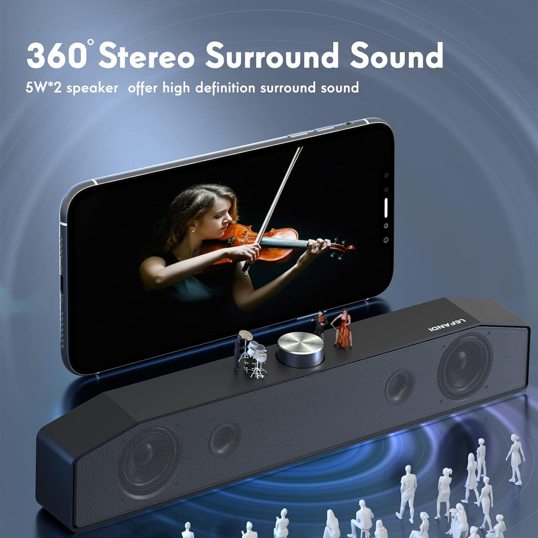 LEFANDI PC Lautsprecher Bluetooth, PC Soundbar, Gaming Computer Lautsprecher, Wired USB Lautsprecher