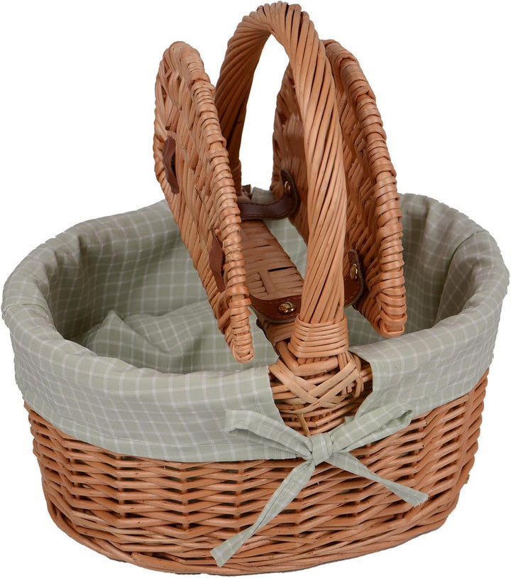 Picknickkorb Kinder Oval mit Ausstattung für 2 Personen Grün Oval Grün, Oval Grün