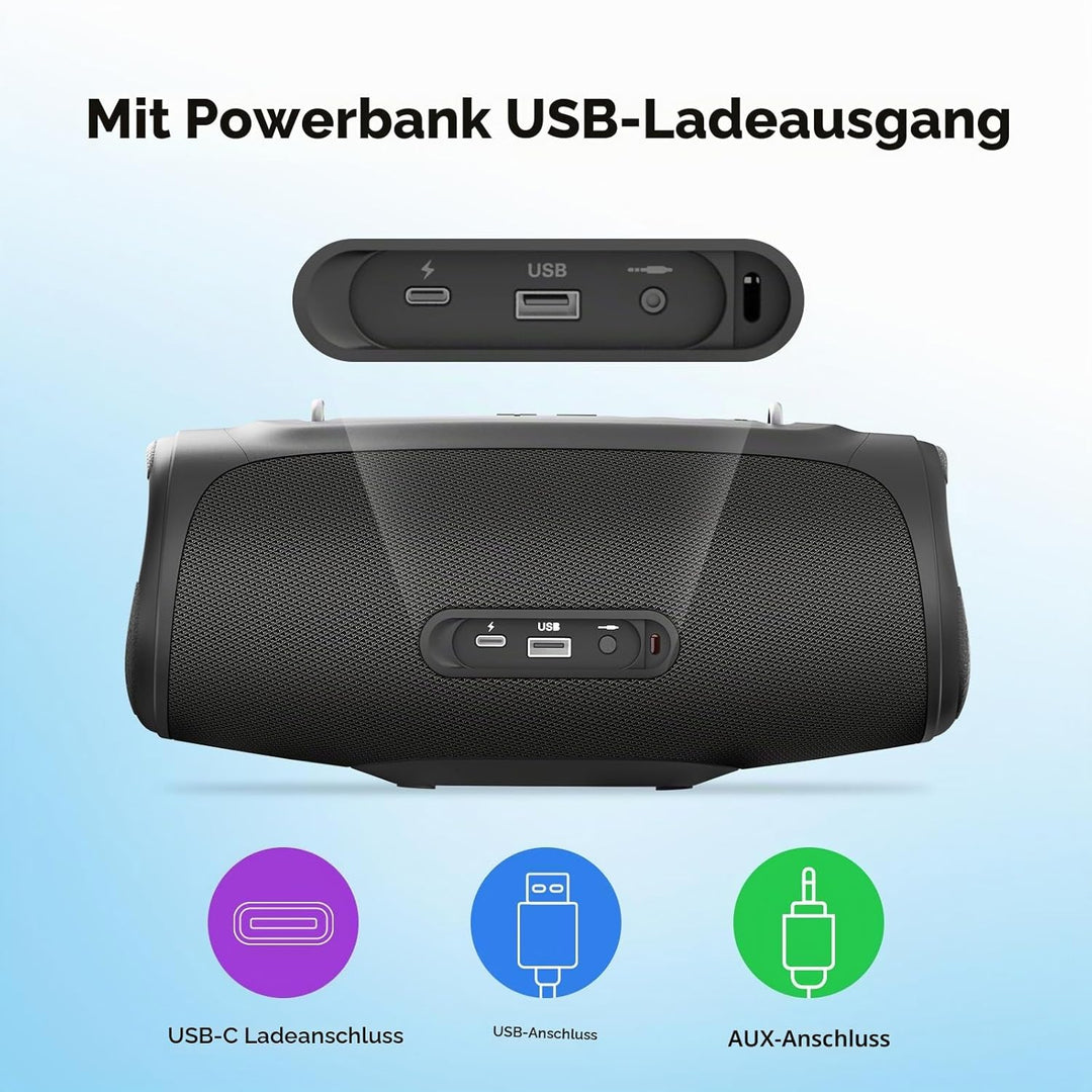 TAZATA Portable Loud Bluetooth Speaker, 90W (Peak) Large Subwoofer Speakers Wireless Bluetooth 5.3 w