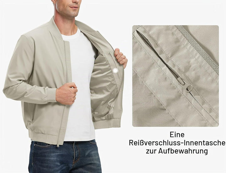 Herren Jacken Leichte Windbreaker Übergangsjacke Bomberjacke Frühling Herbst Fliegerjacke Stehkragen