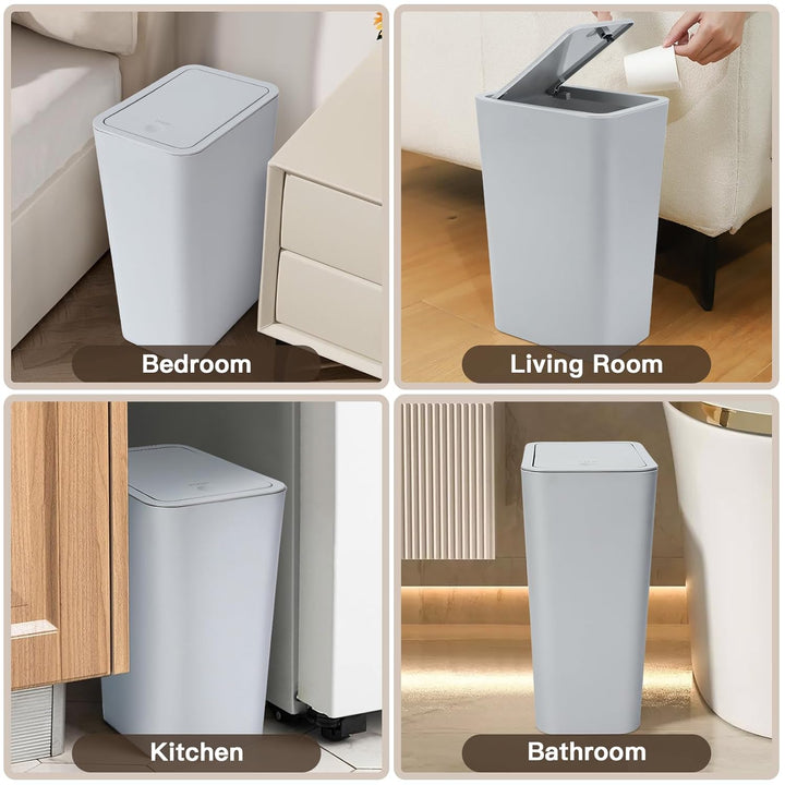 JOTOM 3er Set Mini Mülleimer Badezimmer mit Pop-Up Deckel, 10L moderner Abfalleimer Papierkorb Trash