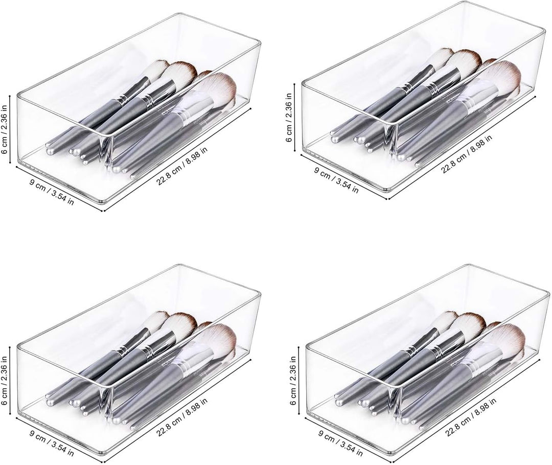 JessLab Acryl Organizer, 4er-Set Transparente Makeup Aufbewahrung für Schminktisch, Arbeitsplatte, B