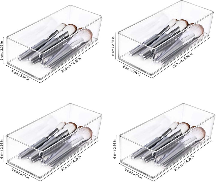 JessLab Acryl Organizer, 4er-Set Transparente Makeup Aufbewahrung für Schminktisch, Arbeitsplatte, B