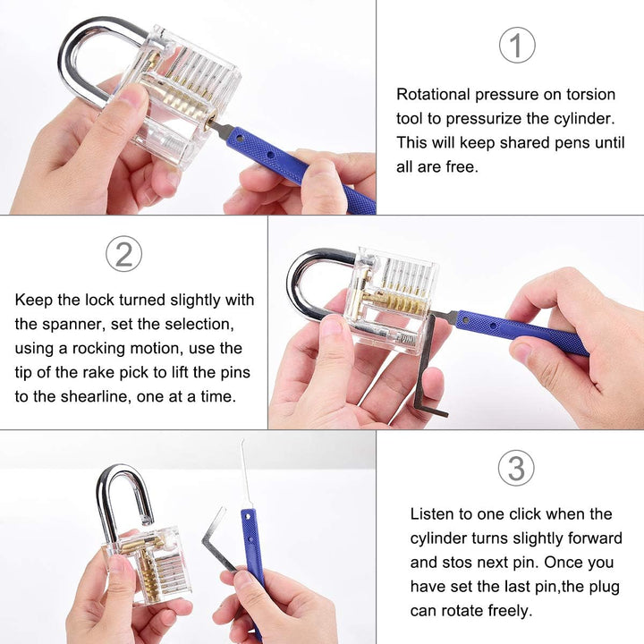 Lockpicking Set [Upgrade], Diyife 26 Stück Dietrich Set Komfort-Sicher Blau Silikon-Hand, mit 2 Tran