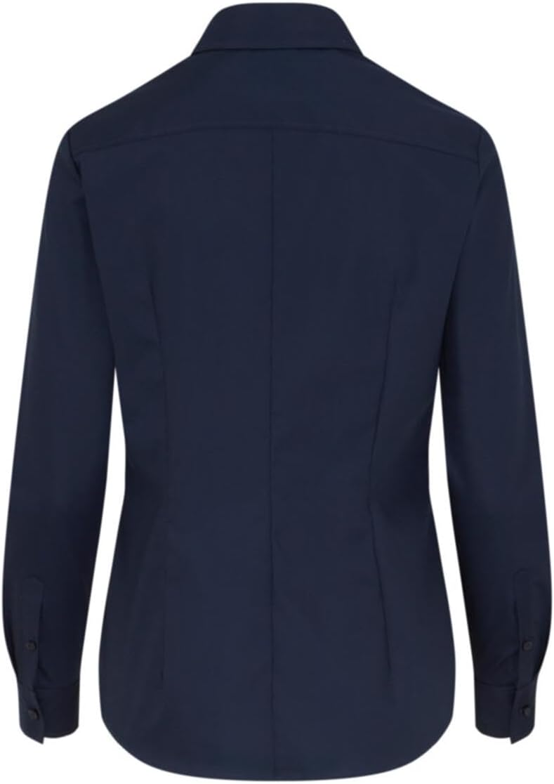 Seidensticker Damen Bluse - City Bluse - Hemdbluse - Slim Fit - Kurzarm - Uni - Stretch 32 Dunkelbla