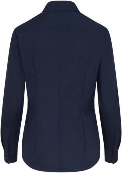 Seidensticker Damen Bluse - City Bluse - Hemdbluse - Slim Fit - Kurzarm - Uni - Stretch 32 Dunkelbla