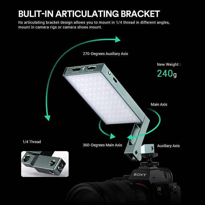 Godox M1 RGB LED-Videoleuchte, Vollfarbige Videolichter auf der Kamera mit Musikmodus, wiederaufladb