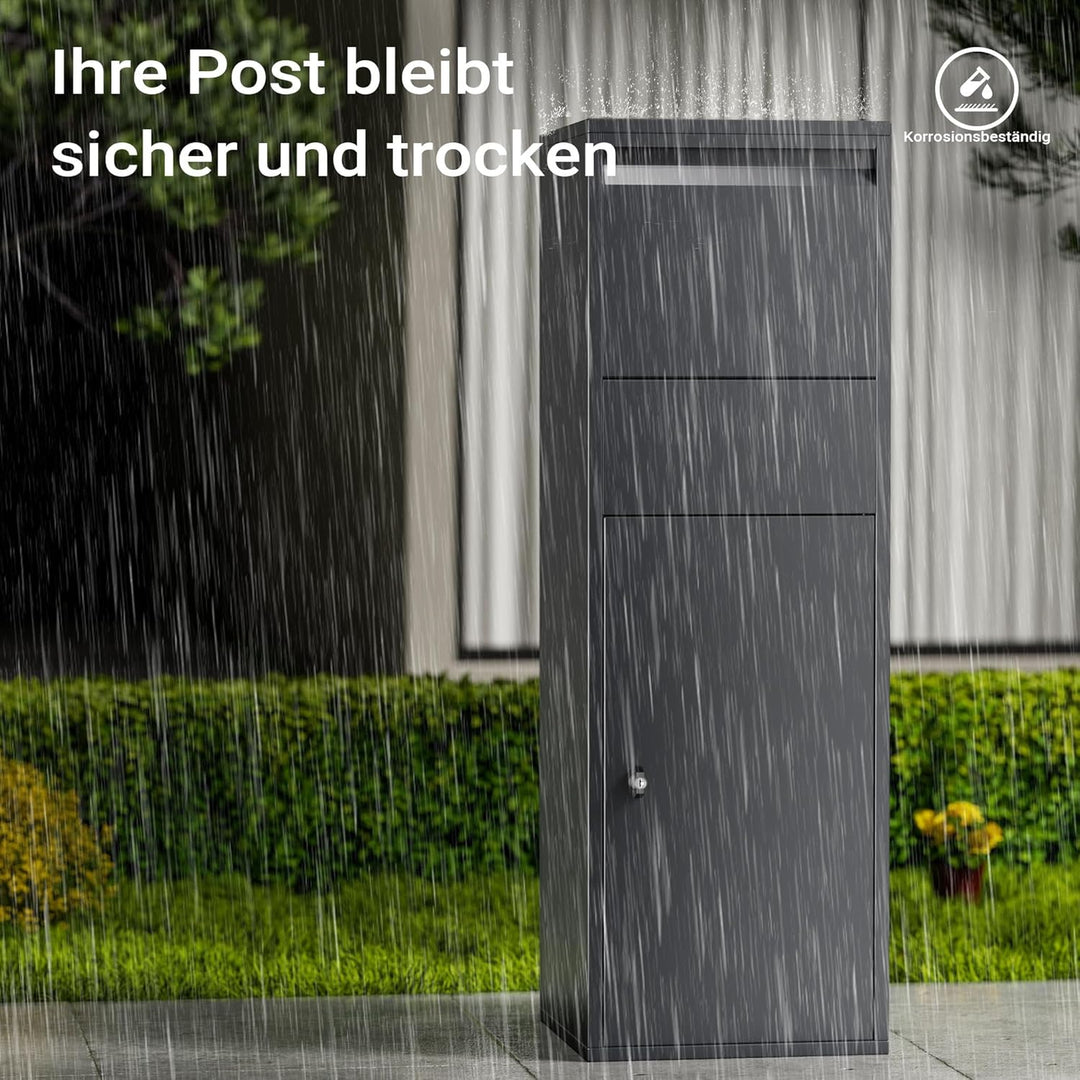 Wiltec Paketkasten Anthrazit 460 x 450 x 1400 mm, Paketbox Zuhause, Private Paketannahme passend für