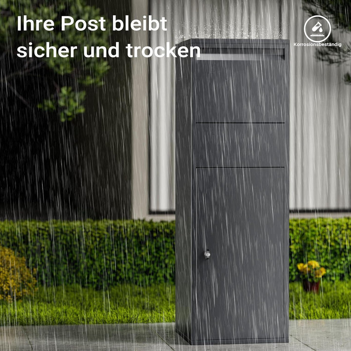 Wiltec Paketkasten Anthrazit 460 x 450 x 1400 mm, Paketbox Zuhause, Private Paketannahme passend für