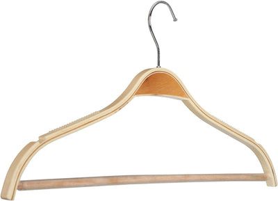 Dila GmbH Schichtholzbügel mit Steg, Gummierung und Kerben Kleiderbügel Hemdbügel Holzbügel Garderob