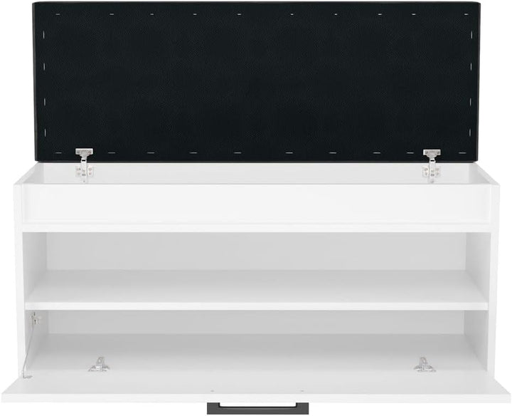 VBChome Schuhschrank mit Sitzfläche und Stauraum 100 x 35 x 49 cm Weiss Griffe Schuh-Organizer Holzä