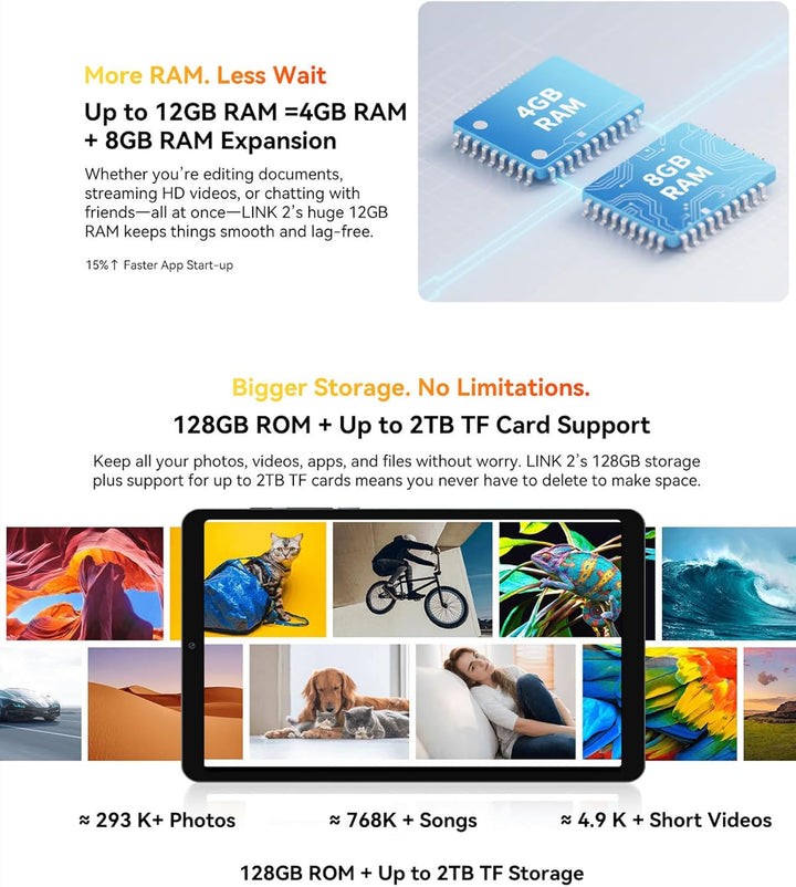 Blackview Link 2 AI Android 15 Tablet, 8,68'' HD+, 12GB+128GB (2TB Externe), 3 KI-Assistenten, AI Fo