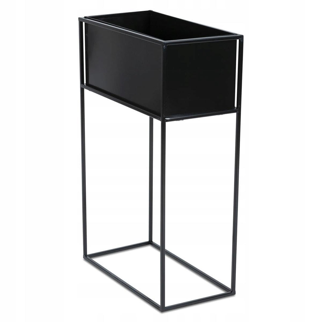 Schwarz Blumenständer Metall - Pflanzenständer 70 cm Hoch mit Metall Box 44x24x20 cm - Blumentopfstä