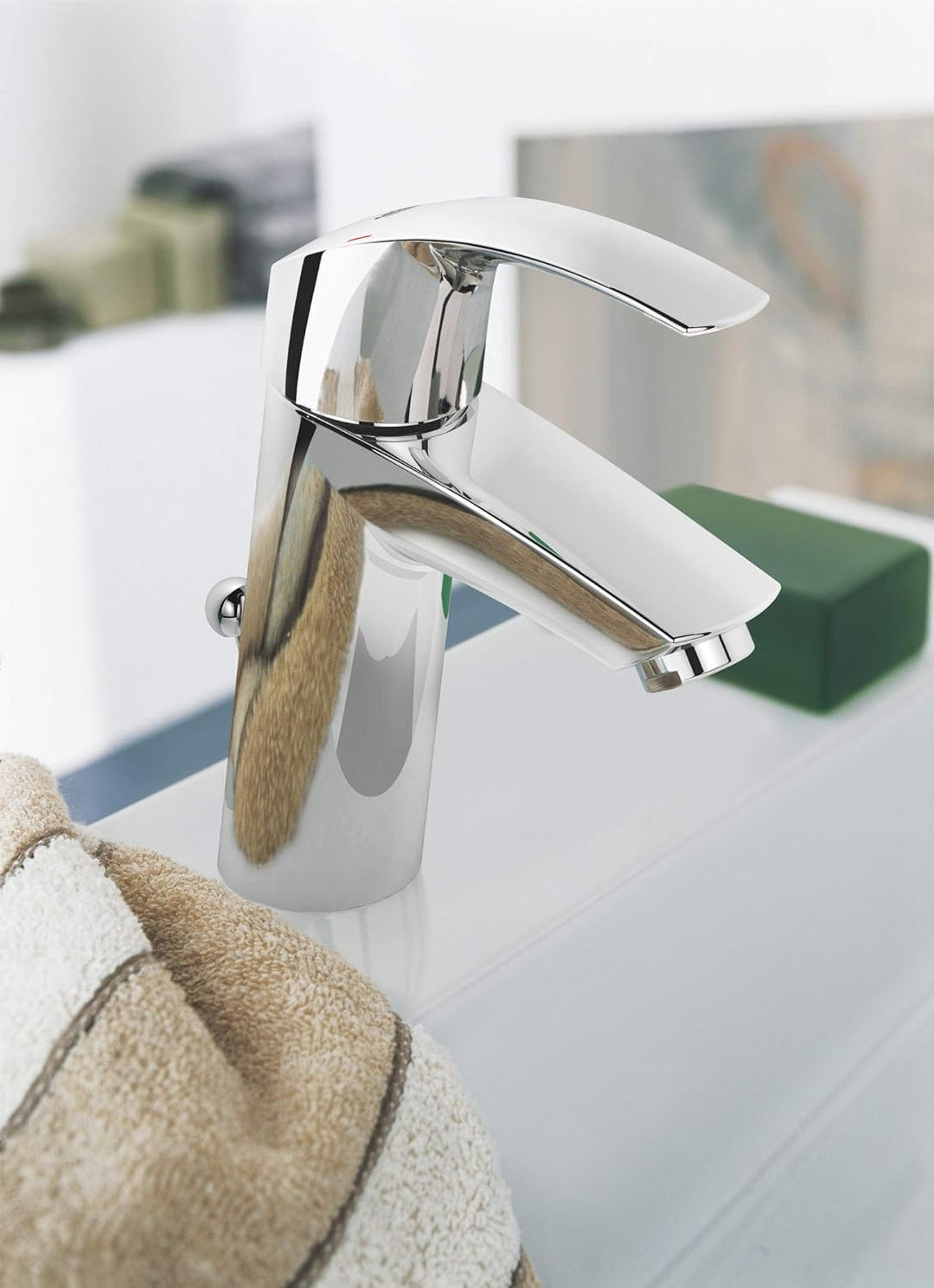 GROHE Eurosmart - Badarmatur Einhand- Waschtischarmatur (M- Auslauf, mit Zugstangen- Auslaufgarnitur