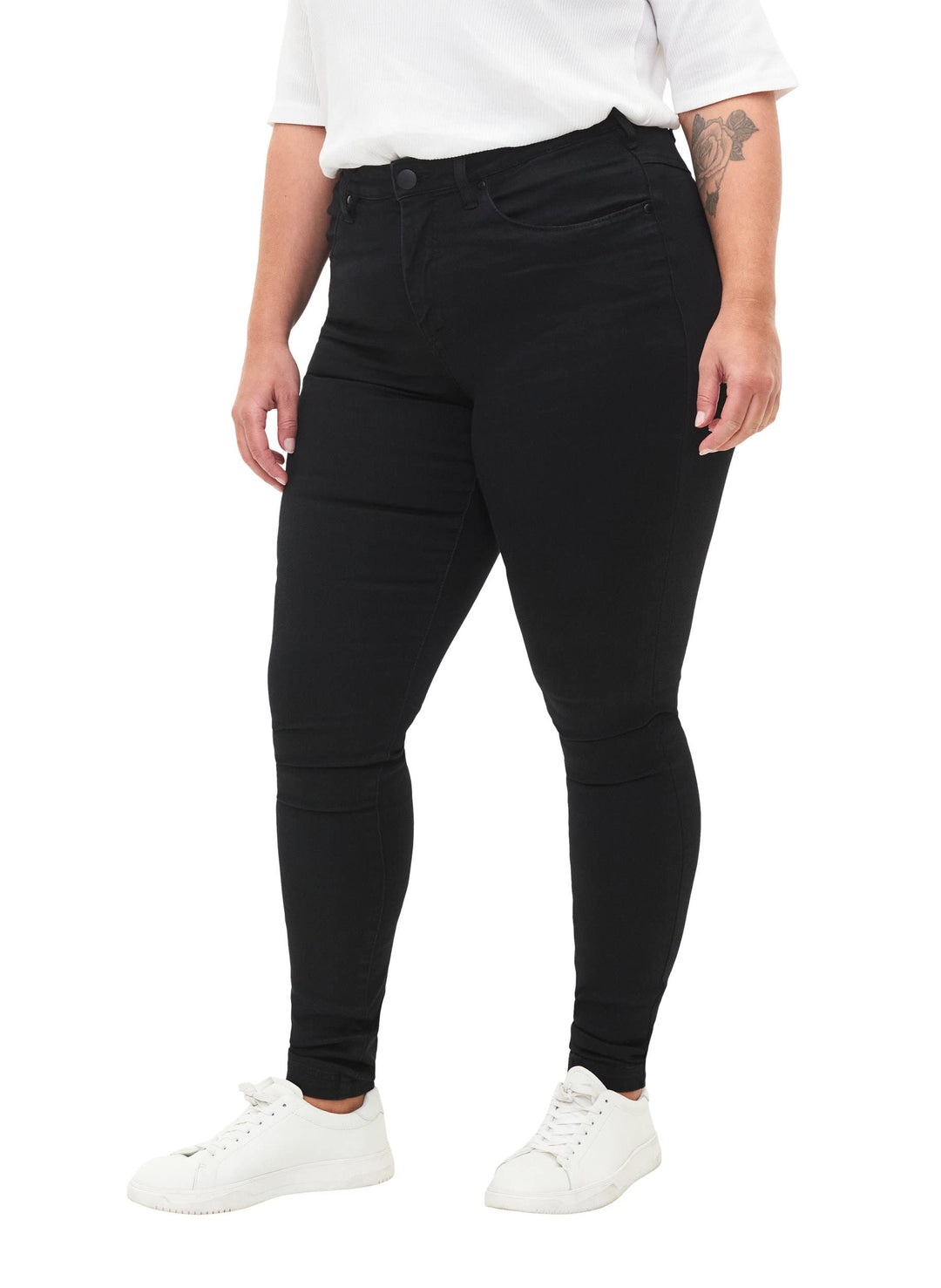 Zizzi Damen Grosse Grössen Amy Jeans Hohe Taille Slim Gr 42W / 30L Schwarz, 42W / 30L Schwarz