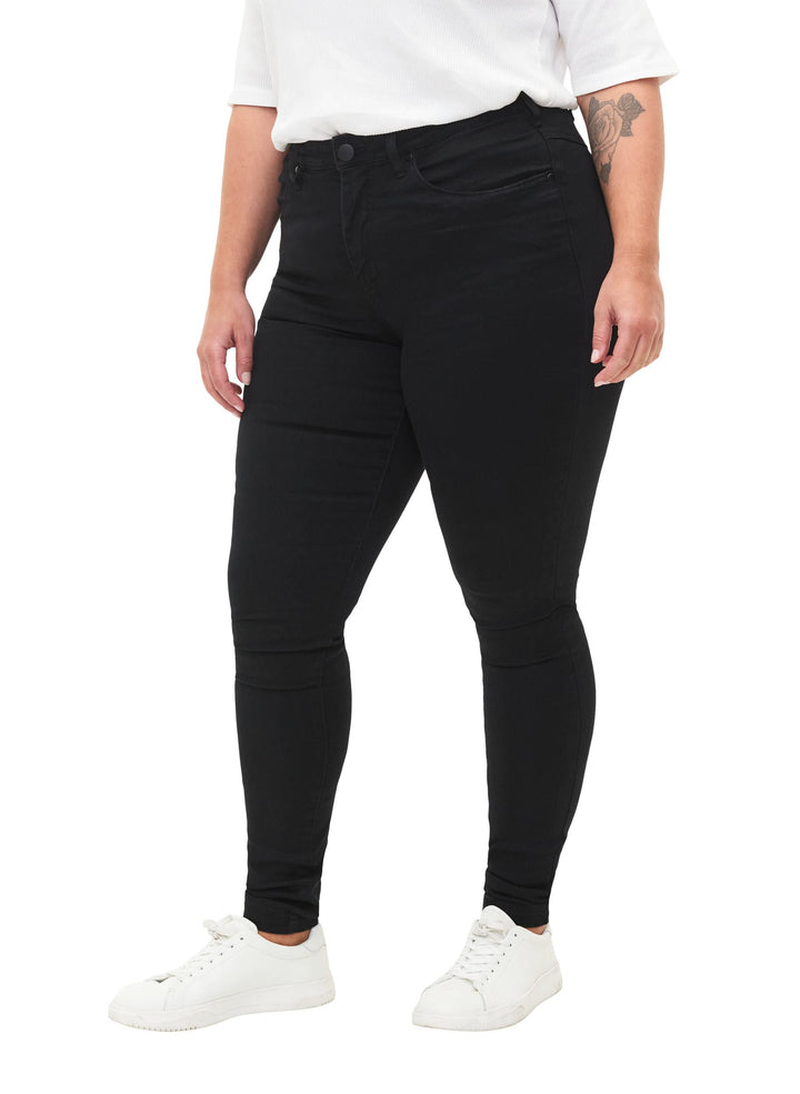 Zizzi Damen Grosse Grössen Amy Jeans Hohe Taille Slim Gr 42W / 30L Schwarz, 42W / 30L Schwarz
