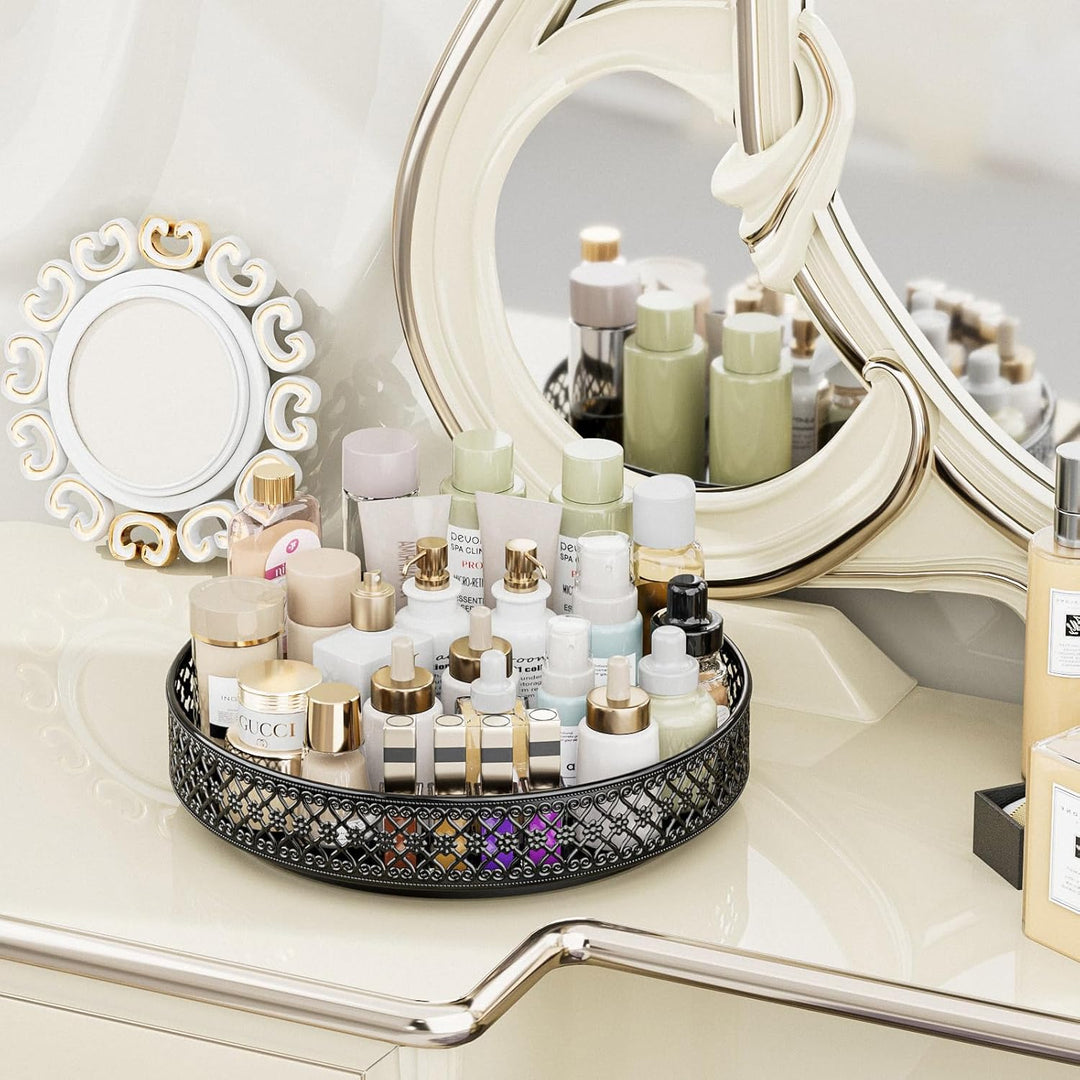 EKNITEY Lazy Susan Drehteller Organizer – 33 cm drehbares Gewürzregal, Metall, Gewürzaufbewahrung fü