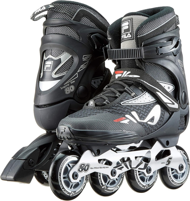 FILA Herren Legacy Pro 80 Inline Skate 6.5 schwarz/silber/rot, 6.5 schwarz/silber/rot