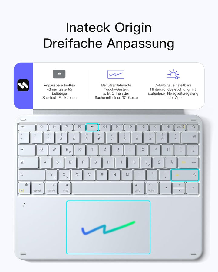 Inateck Tastatur Hülle Kompatibel mit iPad Air 13 Zoll (2025/2024),Tastatur für ipad Pro 12.9 Zoll 6